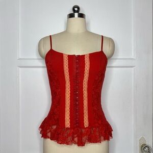 Red hook and eye cami
